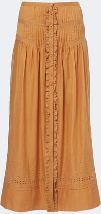 Isabel Marant Loraine embroidered ruffled cotton maxi skirt