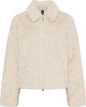 Notyz Notyz, Jassen, Dames, Beige, XS, Polyester, Trendy faux fur jas met rits en elegante kraag