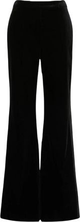 Max Mara Pantalone smoking in velluto - Dames - Wijde Broeken - Zwart - L - Katoen - Broeken