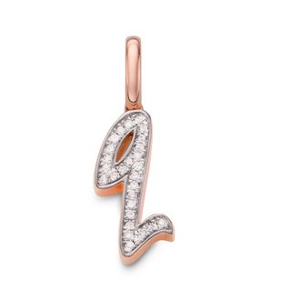Monica Vinader Rose Gold Alphabet Q Diamond Pendant Charm Diamond