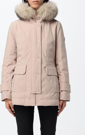 Peuterey Parka al ginocchio in poliestere con cappuccio in shearling e logo applicato