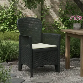 Dmora Dmora - Sillas De Jard&iacute;n Dboatti, Asiento De Jard&iacute;n, Sill&oacute;n De Exterior Efecto Rat&aacute;n, 100% Made In Italy, 60x58h89 Cm, Antracita