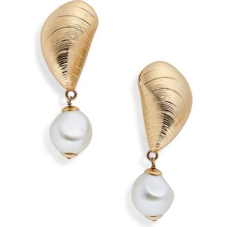 Oscar De La Renta Mussel Faux Pearl Drop Earrings at Nordstrom