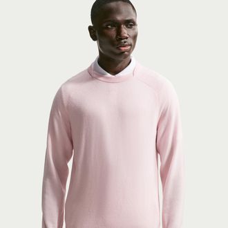 Nike Mens Tailored Performance Crew-Neck Golf Crew-Neck Top in Pink | IB0288-664