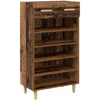 vidaXL Armario Zapatero Con Caj&oacute;n Liso Madera Vieja 60 X 35 X 105 Cm Vidaxl