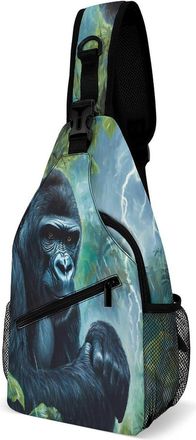 Generic Gorillas Thunder Rain Mens Crossbody Chest Sling Bag for Travel Hiking Lightweight Shoulder Bags with Small Side