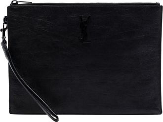 Saint Laurent Pre-owned Saint Laurent Croc Embossed Leather Monogram Zip Pouch Ladies 56IQTIO43BK0S373