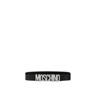 Moschino Riem van leer met logo - Dames - Riemen - Zwart - XL - Leer - Accessoires