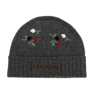 Marni Beanies, male, Gray, Size: M Embroidered Beanie