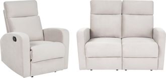 Beliani Conjunto De Sala De Estar Reclinable Manual Estilo Moderno De Terciopelo Beige Verdal