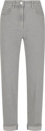 PESERICO Jeans, Dames, Grijs, S, Katoen, Denim Grijs Stretch Katoen Damesbroek
