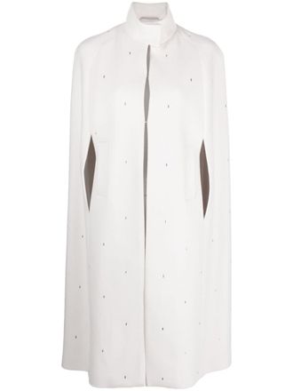 PESERICO funnel-neck crystal-embellished cape - women - Virgin Wool/Viscose/Cashmere - 42 - Pink