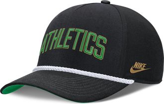 Nike Oakland Athletics Rise Nike Mens MLB Adjustable Hat in Black | NB4508ZEK73-D8K