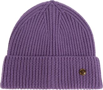 Versace Ribbed Wool Beanie - Dames - Hoeden - Paars - ONE Size - Wol - Accessoires