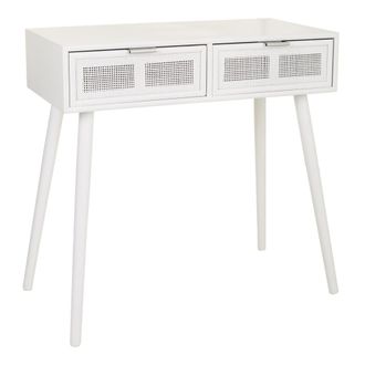 Wanderlust Deco Wanderlust Deco - Recibidor De Madera Y Rejilla Blanco 80x42x79