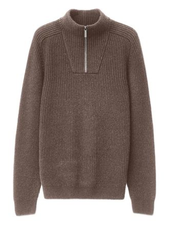 Iris Von Arnim Amarillo ribbed half-zip sweater - men - Cashmere - M - Brown