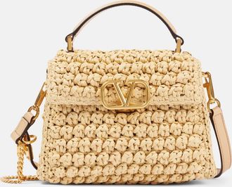 Valentino Garavani VSling Mini raffia-effect tote bag