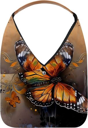 Generic Butterfly Oil Painting Reusable Lightweight Grocery Bags - Foldable Into Compact Pouch, Washable & Sturdy, Multipurpose for Shopping and Travel