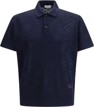 Burberry Blue Wool Polo Mens Shirt