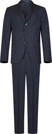 Drumohr Navy Blue Virgin Wool Pinstripe Suit