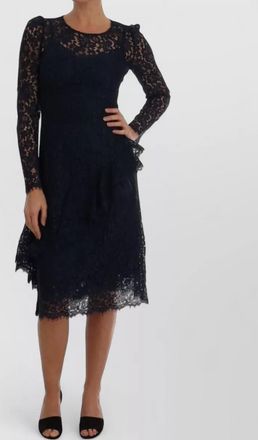 Dolce & Gabbana floral lace long-sleeve midi dress