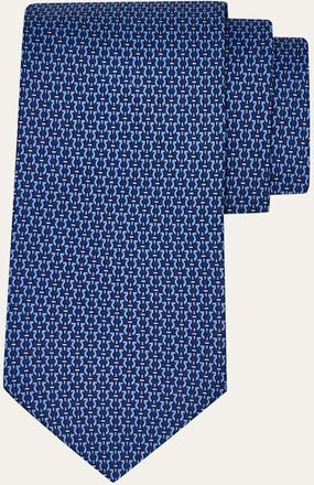Ferragamo Mens Gancio Jacquard Silk Tie