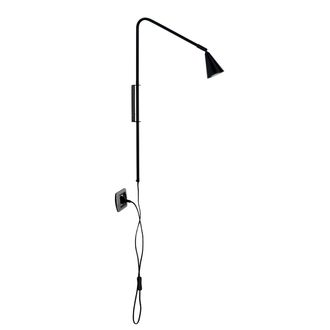 Luce-Ambiente-Design aplique Enea en Metal Negro Con Punto de Luz Orientable