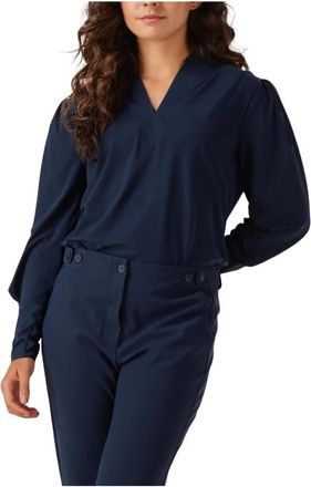 JapanTKY Dames Tops & T-shirts Cyara - Dames - Blouses - Blauw - S - Wol - Overhemden
