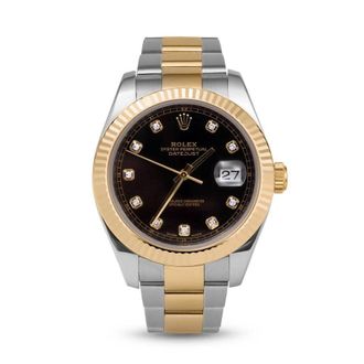 Rolex Pre-owned Rolex Datejust Automatic Chronometer Diamond Black Dial Mens Watch 126333 BKDO