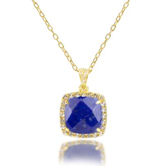 MAX + STONE 18k Gold Over Sterling Silver 5 Ct. 10x10mm Cushion Cut Gemstone Necklace