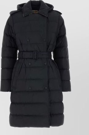 Burberry down quilted belted long parka coat