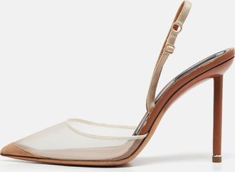 Alexander Wang Beige Mesh And Leather Lovisa Ankle Strap Pumps