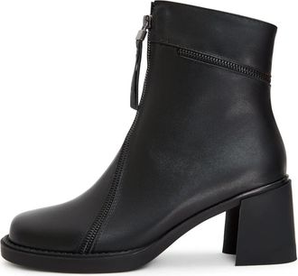 Cesare Gaspari Stijlvolle leren enkellaarsjes met blokhak - Dames - Laarzen met Hak - Zwart - 36 EU - Leer - Schoenen
