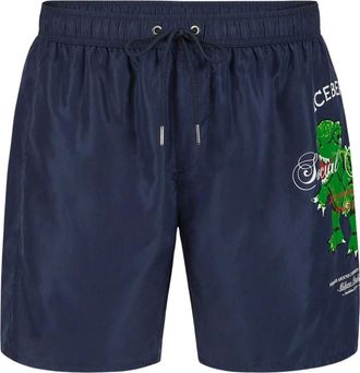 Iceberg Klassieke Boxer Zwemshorts met Grafische Print - Heren - Strandmode - Blauw - 2XL - Polyester - Badmode