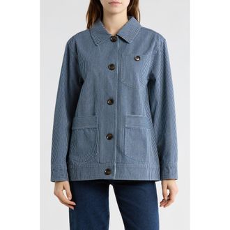 Bernardo Stripe Cotton Jacket in Dark Navy at Nordstrom Rack, Size X-Small