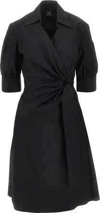 Pinko Stretch cotton wrap-over midi dress Woman 38