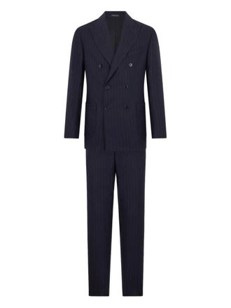 Brooks Brothers chalkstripe-pattern double-breasted wool suit - Blue