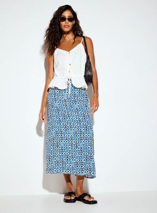 Ichi Womens Slit printed midi skirt