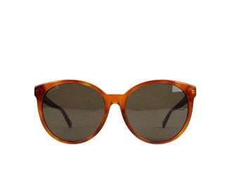 Gucci Womens Brown Mustard Acetate Round Sunglasses