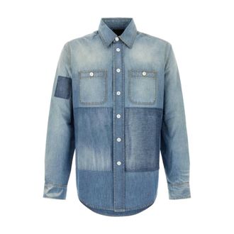 Givenchy Patchwork Denim Shirt - Heren - Spijkeroverhemden - Blauw - L - Denim - Overhemden