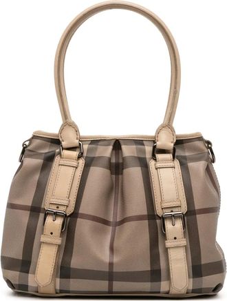 Burberry Borsa a tracolla Northfield in tela cerata con motivo Smoke Check 2000-2017 - Marrone