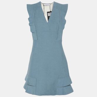 Sandro Blue Viscose Ruffled Mini Dress
