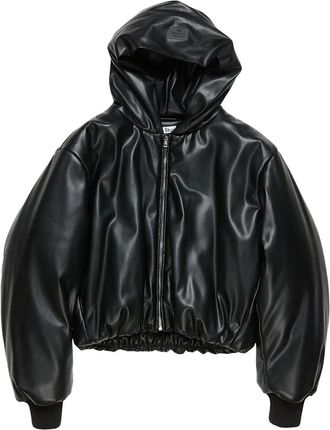 Acne Studios Hooded Faux Leather Jacket - Black
