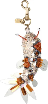 Anya Hindmarch Silver Koi Fish Sequin Fabric Key Charm