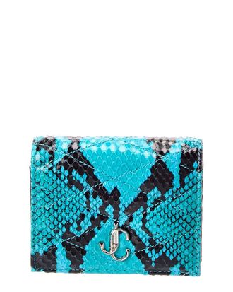 Jimmy Choo London Farone Snake-Embossed Quilted Leather Card Case