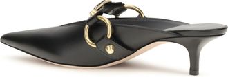 Balenciaga Womens Mules City Black-Gold Calf Leather Sandal Black/gold