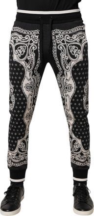 Dolce & Gabbana Mens Black Cotton Bandana Jogger Sweatpants Pants And White