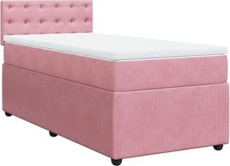 vidaXL Cama Box Spring Con Colch&oacute;n Terciopelo Rosa 90x200 Cm Vidaxl