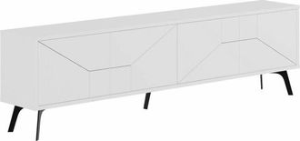 Dmora Mobile porta tv Aljanah, Credenza da soggiorno, Armadio basso per tv, Base parete attrezzata, 180x30 h50 cm, Bianco - Dmora