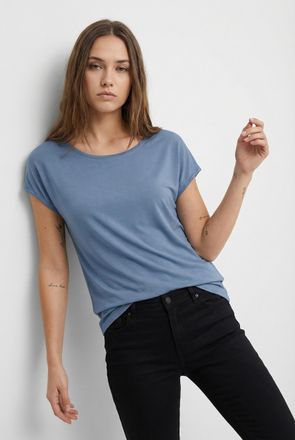 Vero Moda Rundhalsshirt VERO MODA VMAVA PLAIN SS TOP GAJRS NOOS, Damen, Gr. XL, infinity, Jersey, Obermaterial: 95% Lyocell, 5% Elasthan, unifarben, regular fit